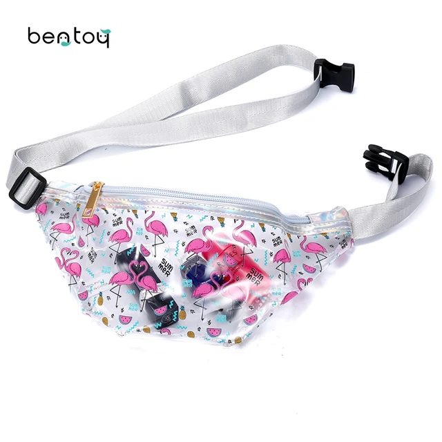 Summer Fanny Women Waist Pack Transparent Bag Cartoon Chest Bags Flamingo Horse Shoulder Bag For Teenager Girls Waterproof