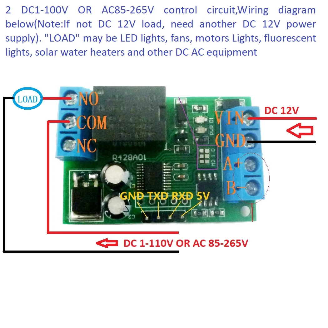 Модуль реле задержки RS485 mini DC 12 В модуль Modbus Rtu Uart коммутационная плата для камеры