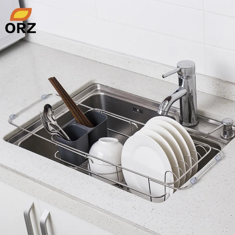 

ORZ Expandable Dish Rack Kitchen Storage Holder Sink Drainer Bowl Tableware Drying Rack Home Shelf Kitchen Utensil Organizer