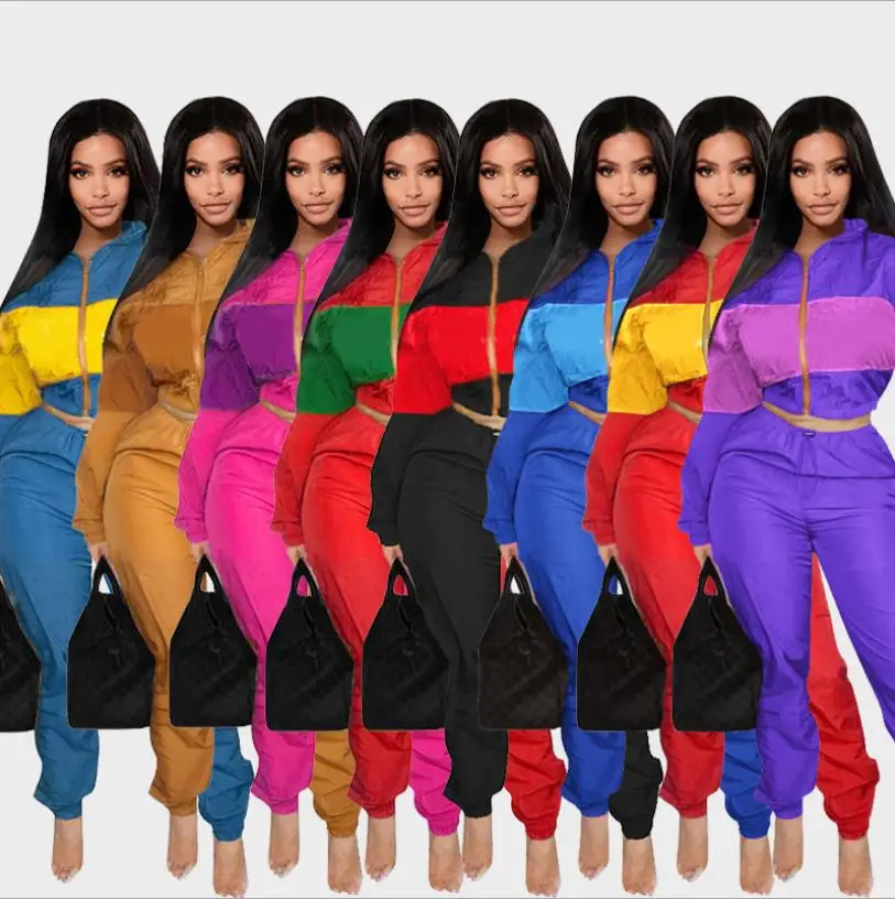 

2019 hot selling Autumn Letter Printed Casual 2 Pieces Set Women Front Zip Full long-Sleeve Coats And Cordon pacific coast