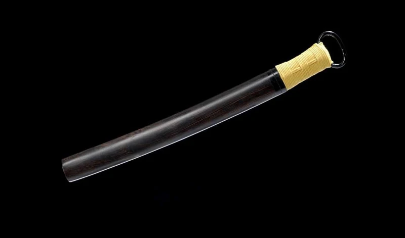 

Fully Handmade Damascus Folded Steel Ring-pommel paring knife for SanGuo Full Tang Blade Functional Katana Home Decor