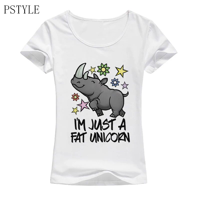 

Funny Fat Unicorn T Shirts Women Harajuku Cartoon Design Tshirt White Modal T-shirt Summer Short Sleeve Tee Tops Clothes
