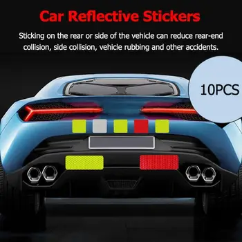 

New 10pcs Car Reflective Sticker Decals Warning Strip Tape Night Driving Secure Reflective Stickers Reflective Adhesive Strips