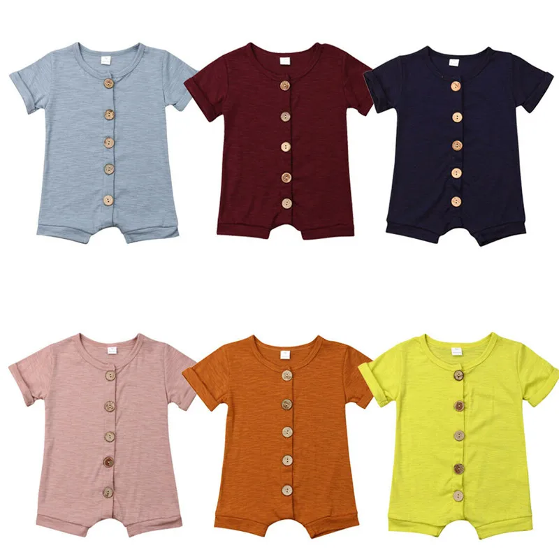 

Summer Newborn Baby Boys Girls Unisex Short Sleeve Romper Solid Jumpsuit Outfits Baby Boys Cotton Outfits Sunsuits Clothing 0-2T