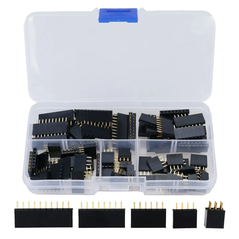 

WSFS Hot 90pcs 2.54mm for Arduino Stackable Shield Female Pin Header Assortment Kit (Double Row 3 / 4 / 6 / 8 / 10 Pins )