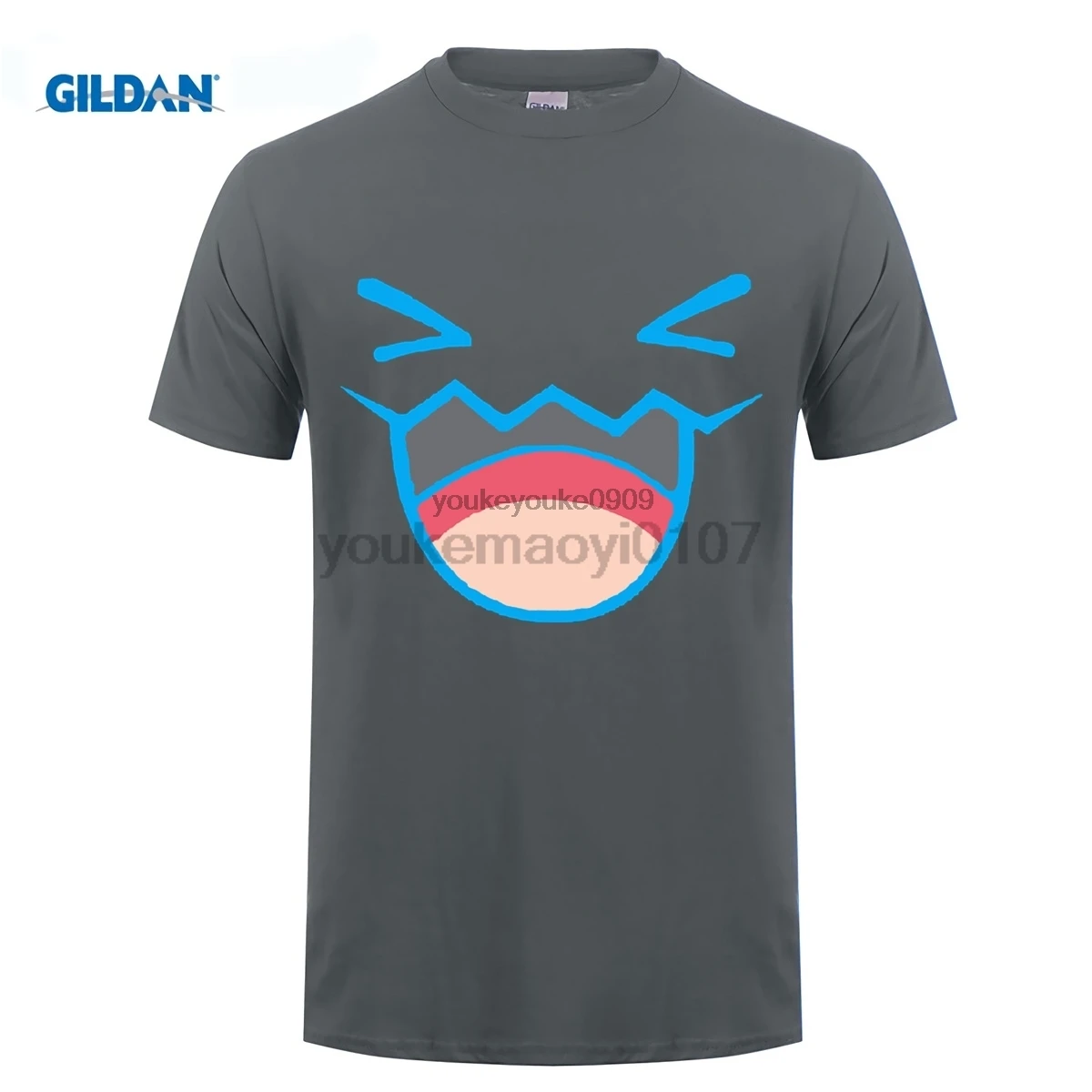 

GILDAN STARTER BBUFFET Smile Face Cartoon Men's Black T-Shirt Size T Shirt Casual Short Sleeve For Men