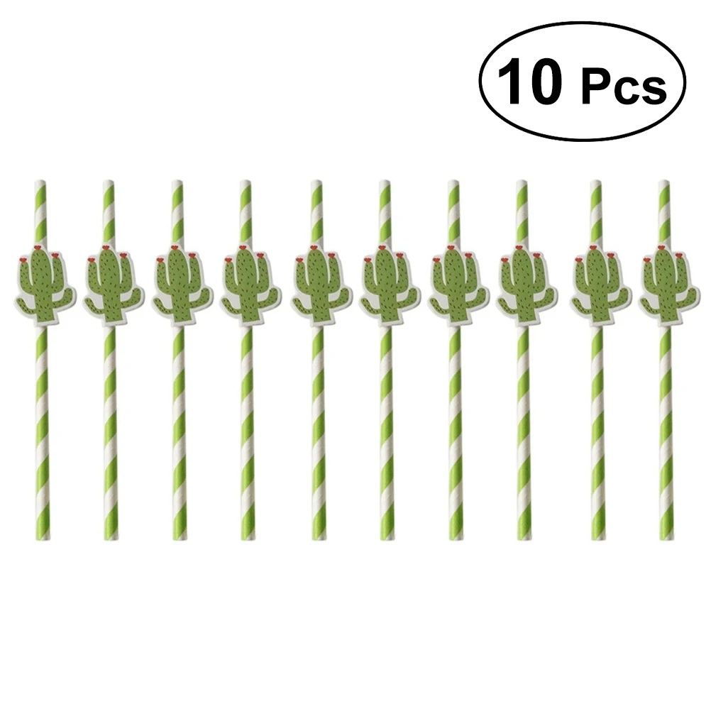 

10Pcs Cactus Shape Disposable Decorative Cartoon Straws Party Decors Drink Suckers for Party Festival Birthday