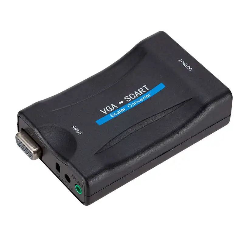 Vga к Scart видео аудио конвертер адаптер с пультом дистанционного управления Usb Dc