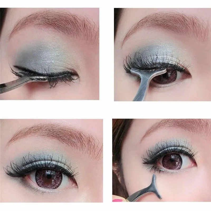 

1pcs False Eyelash Tweezers Fake Eye Lash Applicator Eyelash Extension Curler