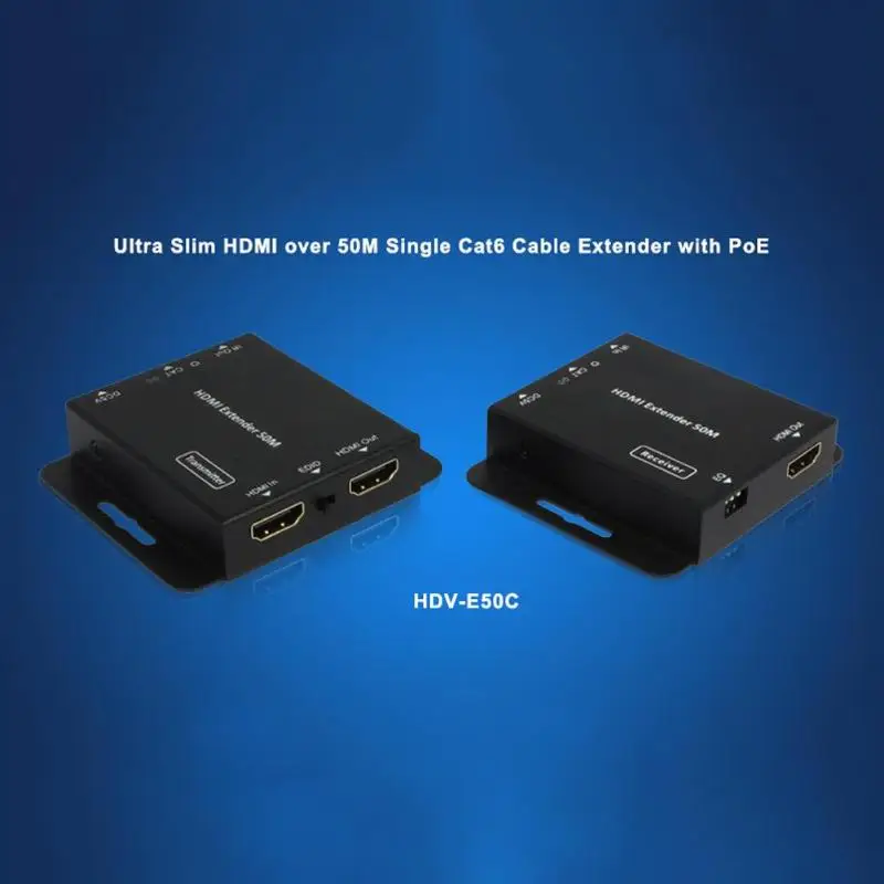 

VODOOL 2-Port HDMI Extender IR POE Cat5e/6 Cable 1080P Transmitter Receiver Switcher with Power Adapter up to 50m EU US Plug New