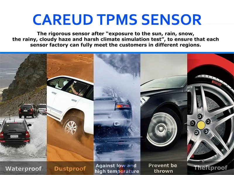 CAREUD U901 автомобильный беспроводной TPMS система контроля давления в шинах с 4 внешними датчиками ЖК-дисплей