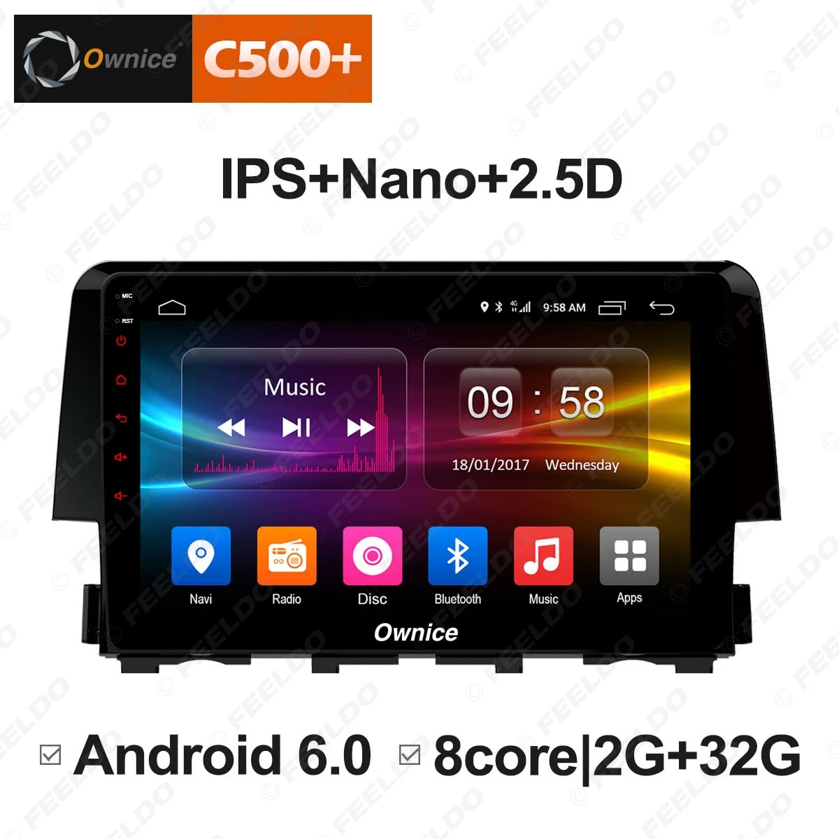 Perfect LEEWA 9 " Android 8.1 8-Core/DDR3 2G/32G/Support 4G LTE Car Media Player With GPS/FM/AM RDS Radio For Honda Civic 2016-2017 2