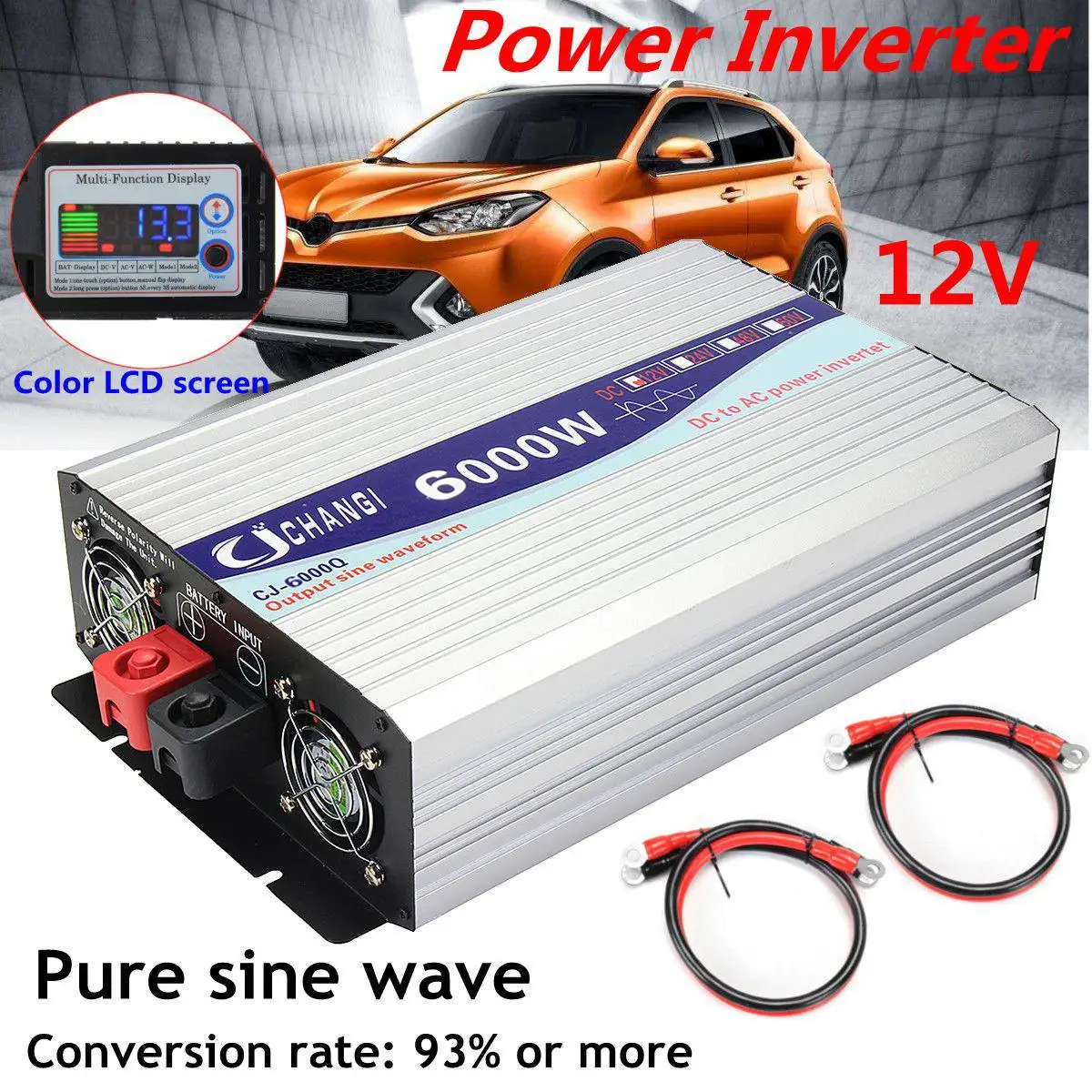 

Inverter 12V 220V 3000/4000/5000W/6000W Voltage transformer Pure Sine Wave Power Inverter DC12V to AC 220V Converter LED Display