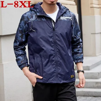 

8xl 7xl 6xl Spring Autumn 2019 New Fashion Loose Fit Young Men Hooded Jacket Thin Jackets Brand Casual Windbreaker Top Quality
