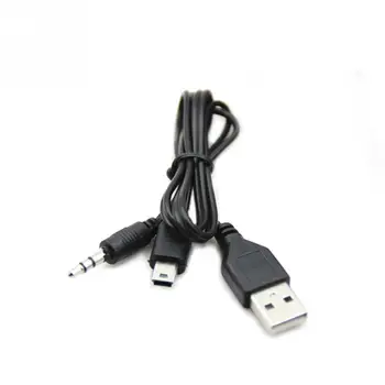 

Brand New 2 in 1USB Cable Jack 3.5mm AUX Cable+USB Male Mini USB 5 Pin Charge for Bluetooth Player Portable Speaker