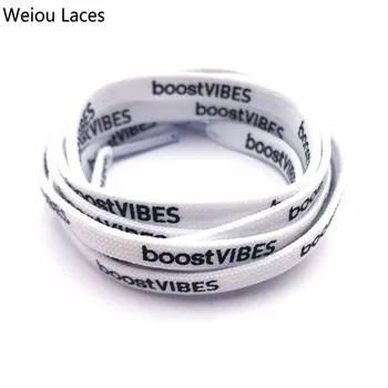 

Weiou Laces Flat Printed BoostVIBES Shoelaces Black White Double-sided Printing Extra Long Shoestring Sports Drawstring 60-180cm