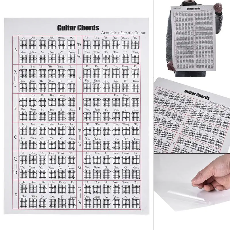 2" /12" Акустическая Электрогитара Chord Scale Chart плакат инструмент для занятий музыкой помощь для обучения справочные вкладки диаграмма