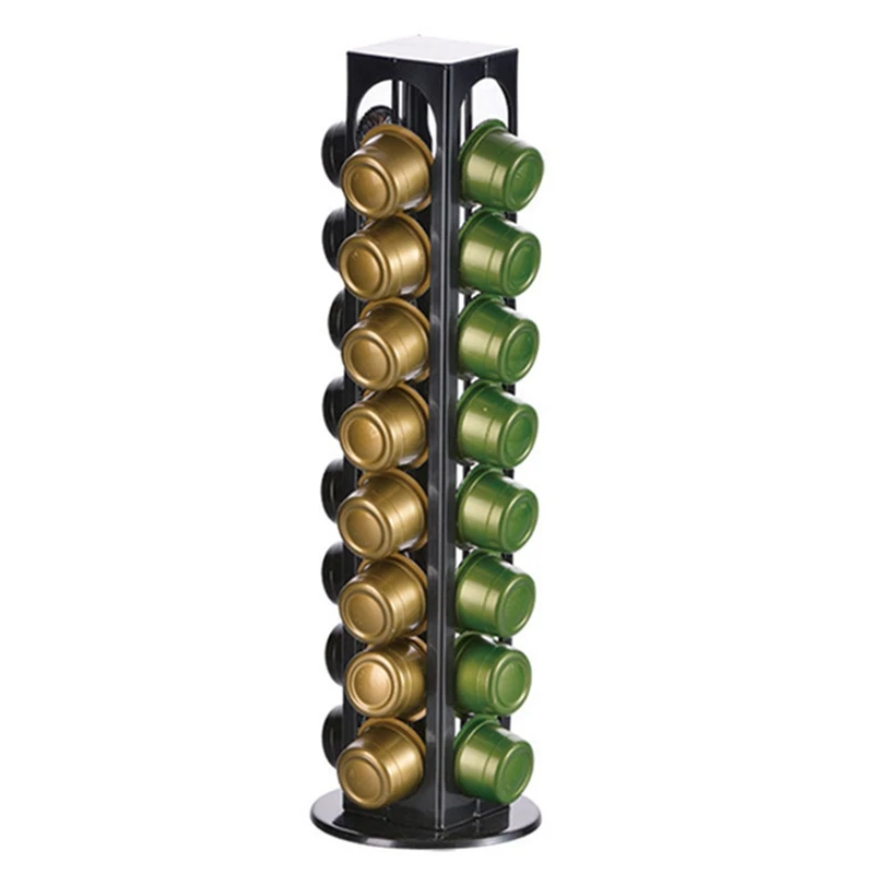

Oasiswj Rotating Coffee Pod Holder Tower Metal Stand Display Rack Storage Caffitaly Capsules Organizer Tool