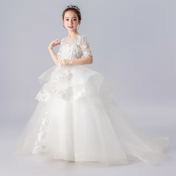 

Kids Elegant Dresses for Girls Wedding Party Flower Girls Dress Children Evening Prom Princess Ball Gowns Bridesmaid Frocks