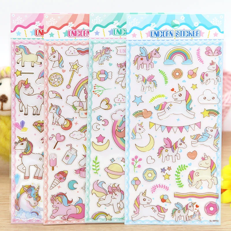 

1Pc Cute Stikers Kawaii Unicorn Stickers Creative 3D Stickers For Kids Children Gift Stranger Things Kids Toys Novelty Hobbies