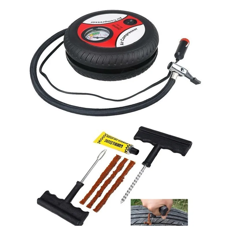 

12V Portable Air Compressor Wheel 260psi Tyre Inflator Pump Car Auxiliary Tools Tire Inflation Pump With Tire Repair Tool