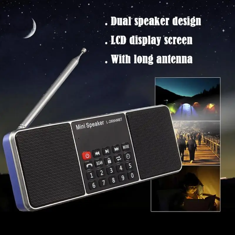 

FM Radio Speaker L-288 Support TF Card U Disk MP3 Music Player Loudspeaker with Screen Portable With digital keys Radio