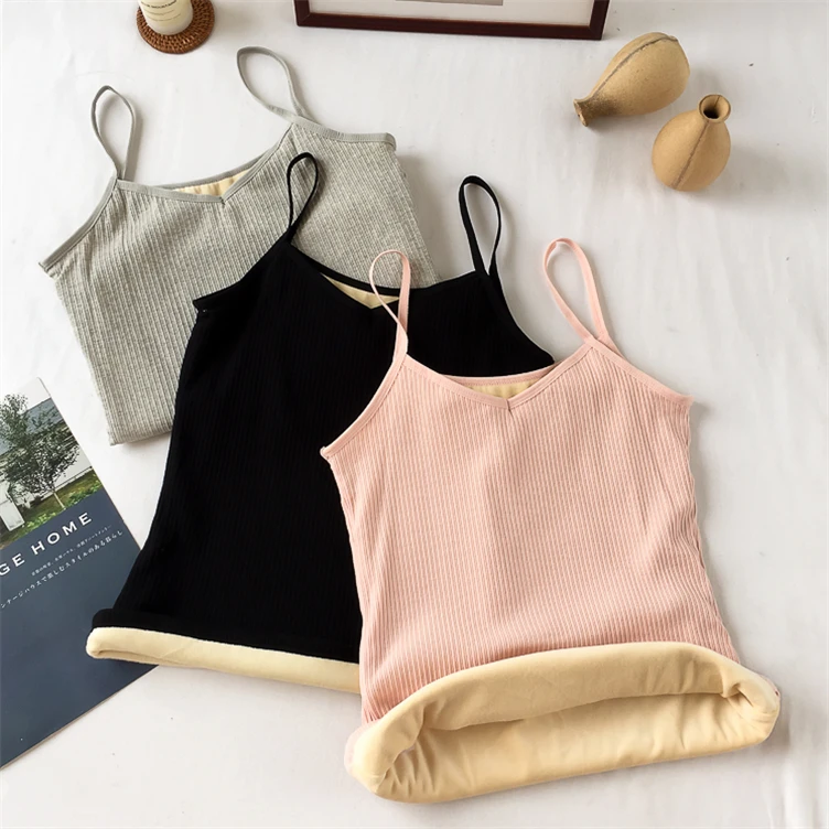 2018 зимний плотный бархатный топ женские пуловеры Теплые Топы на бретелях