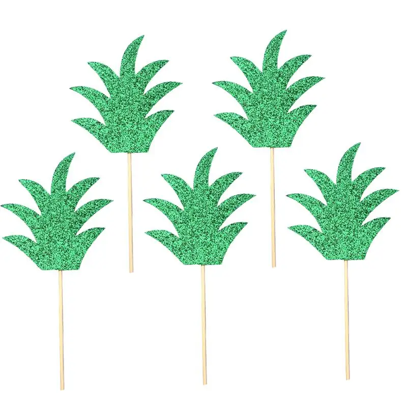 

15 pcs Tropical Party Supplies Pineapple Leaves Cake Toppers Cactus Cupcake Pick Christmas Hawaiian Party Decoration