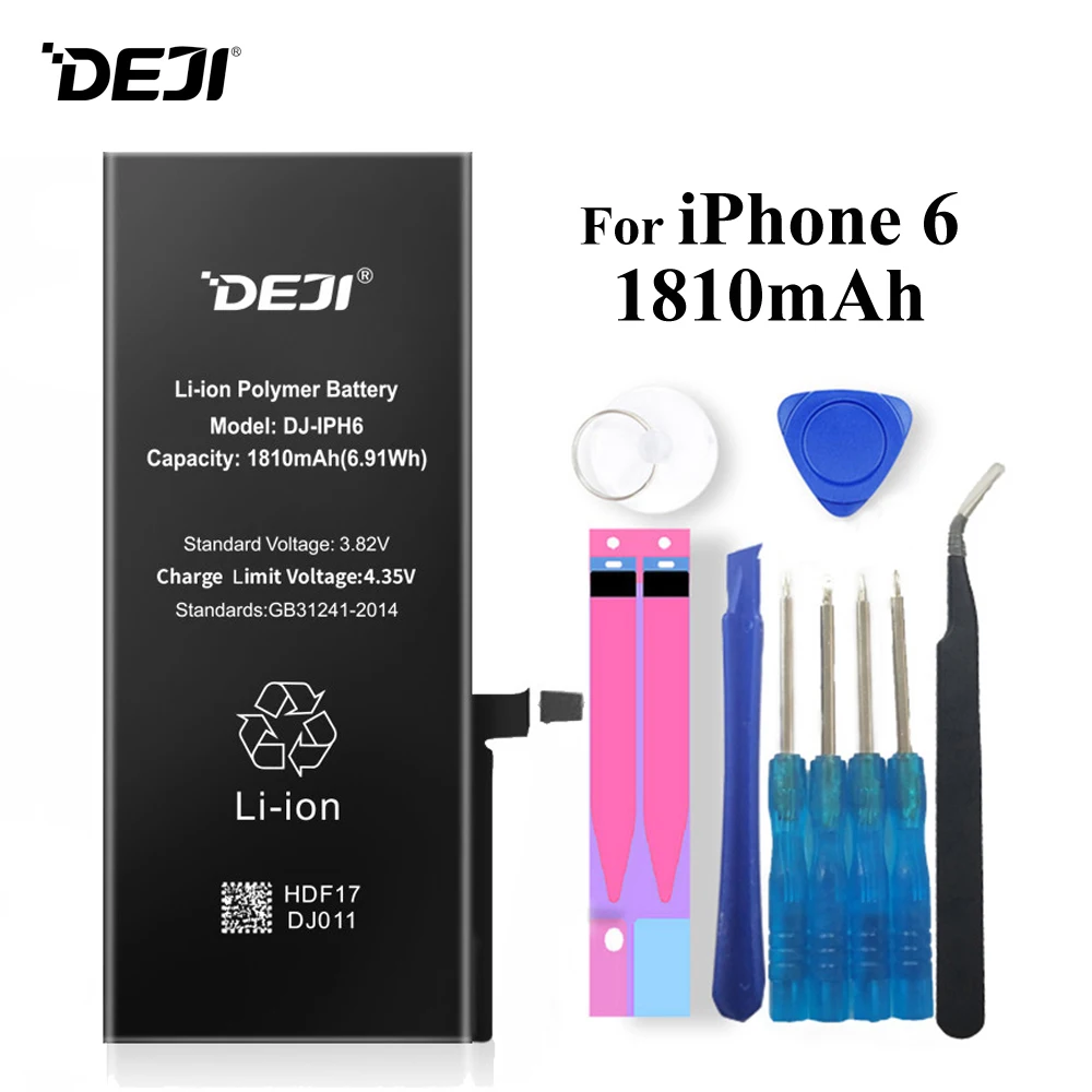

Deji Battery For iPhone 6 i6 6G Apple iPhone6 1810mAh High Real Capacity Li-polymer Bateria + Tools For Apple iPhone 6 Batteries