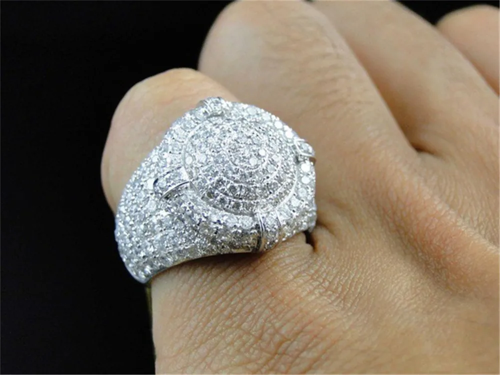 Size 6-12 Men's Hip Hop Punk Shiny Iced Out Full Zircon Signet Rings Europe Male Rhinestone Rings Exquisite Gifts Jewelry