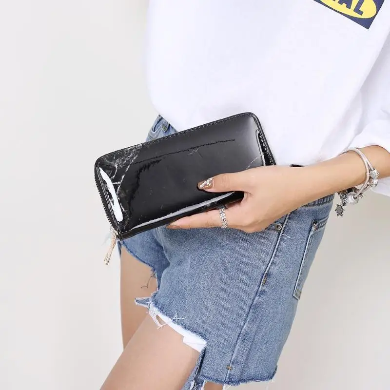 

Casual Women Lady Wallets Purses Totes Feminina Marble Patent Leather Clutch Bags Girls Zipper Card Coin Money Holder Pouch Pack