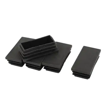 

5 Pieces Rectangle Stoppers Tube Blind End Plates 60mm x 30mm Black