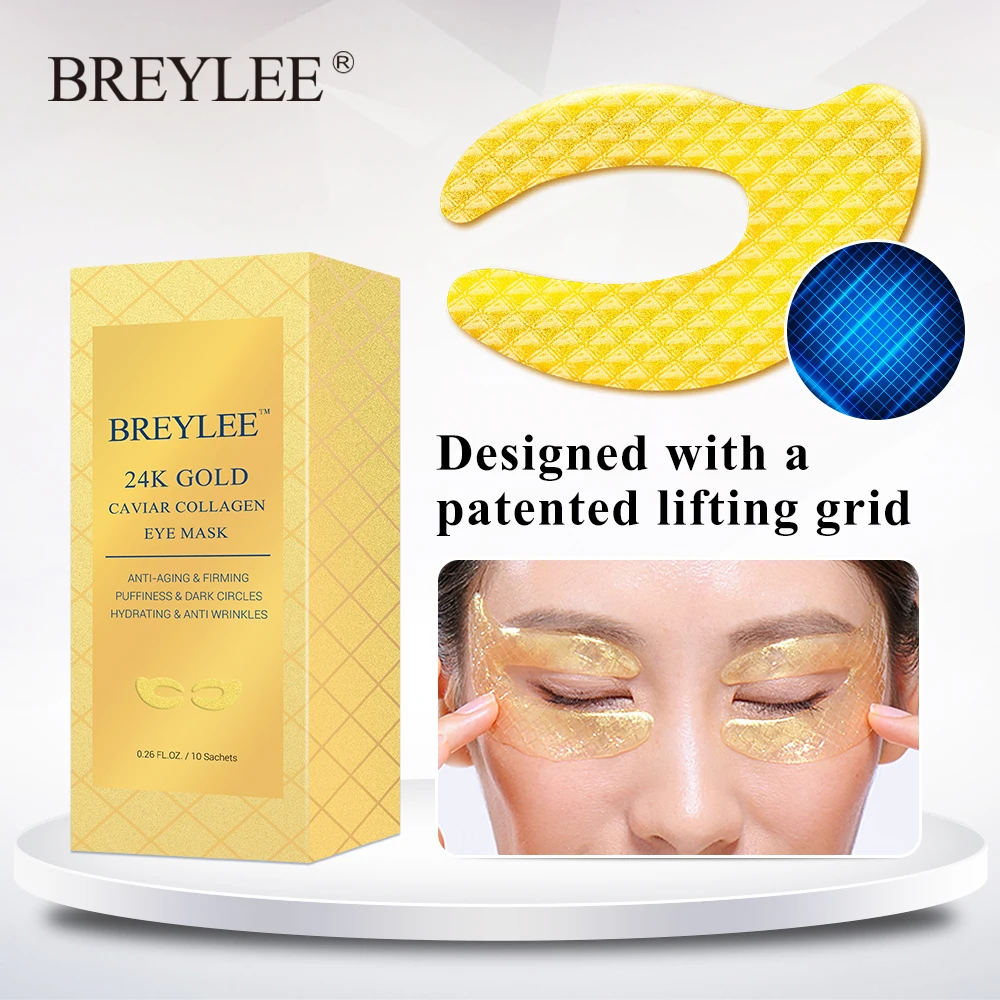 Breylee 24k Золотая маска для глаз Икра коллаген эссенция новый стиль накладки против