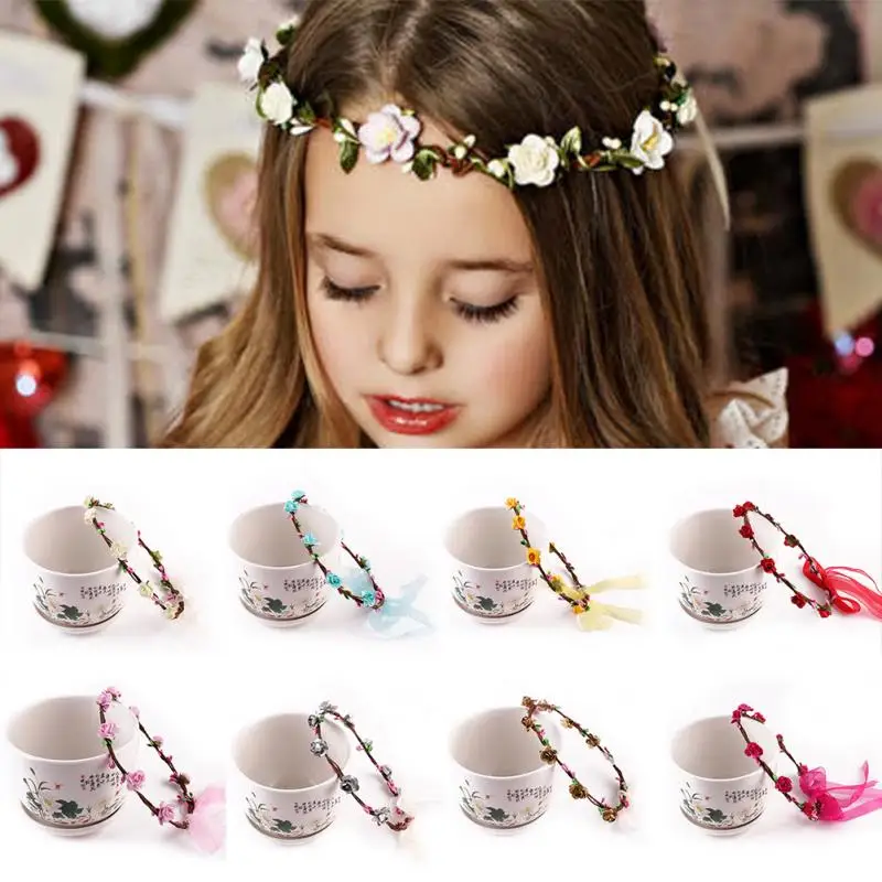 Newborn Flower Wreath Matching Rose Floral Headbands Children Kids