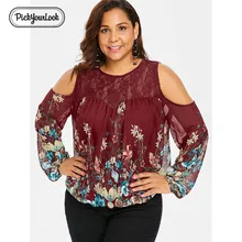 Pickyourlook Lace Women Tops And Blouses Long Sleeve Fall Floral Translucent Lady Blouse Shirt Autumn Plus Size Blusas Femininas plus lace panel floral blouse