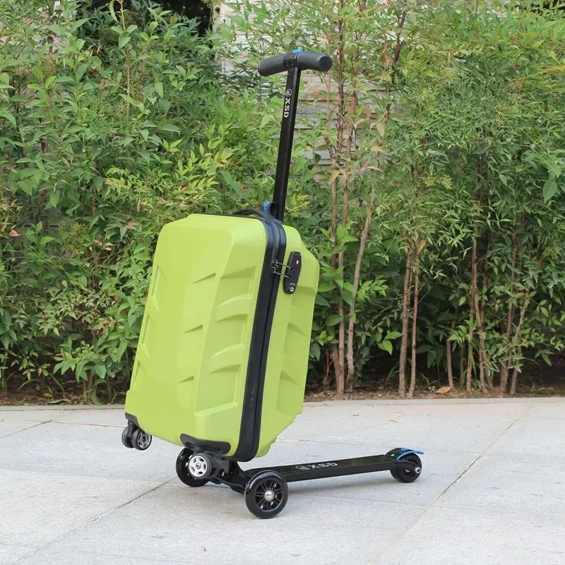 

22inch Waterproof Solid PC Ride on Scooter with Suitcase Trolley Checked Box Baby Scooter Power Wheel Toys for Children Girls