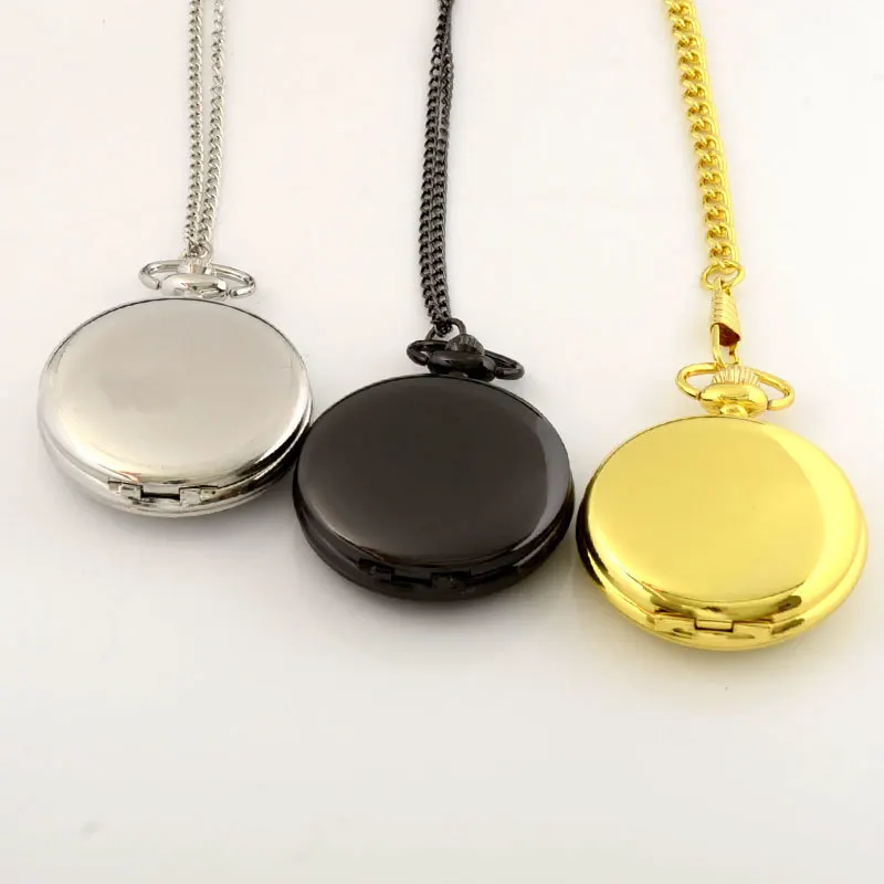 

5 Color Available Full Hunter Quartz Engraved Fob Retro Pendant Pocket Watch Chain Gift