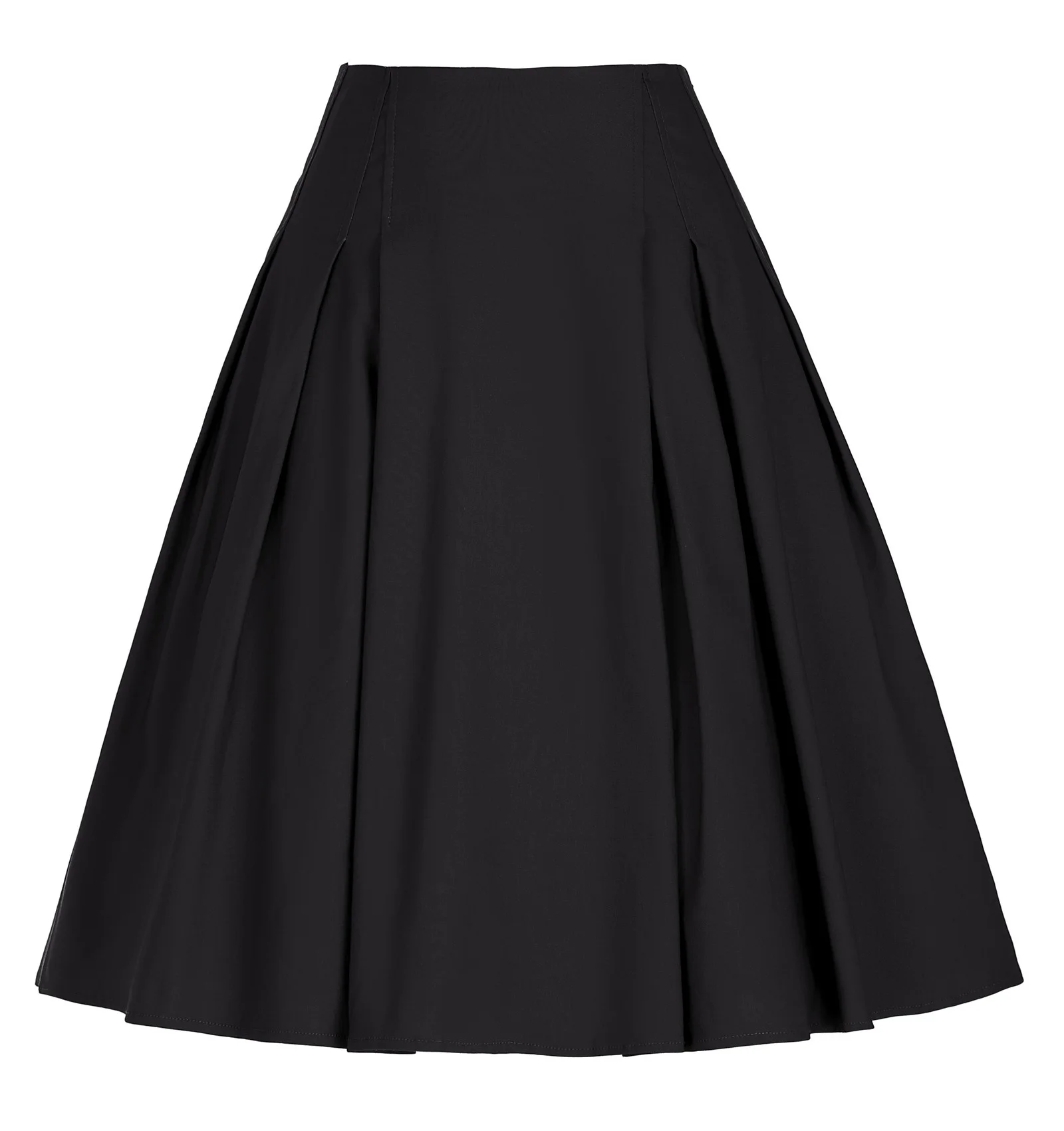 

korean fashion classic pleated basic skirt Vintage Retro Women Solid Color High waist knee length A-Line Skirt lady falda mujer