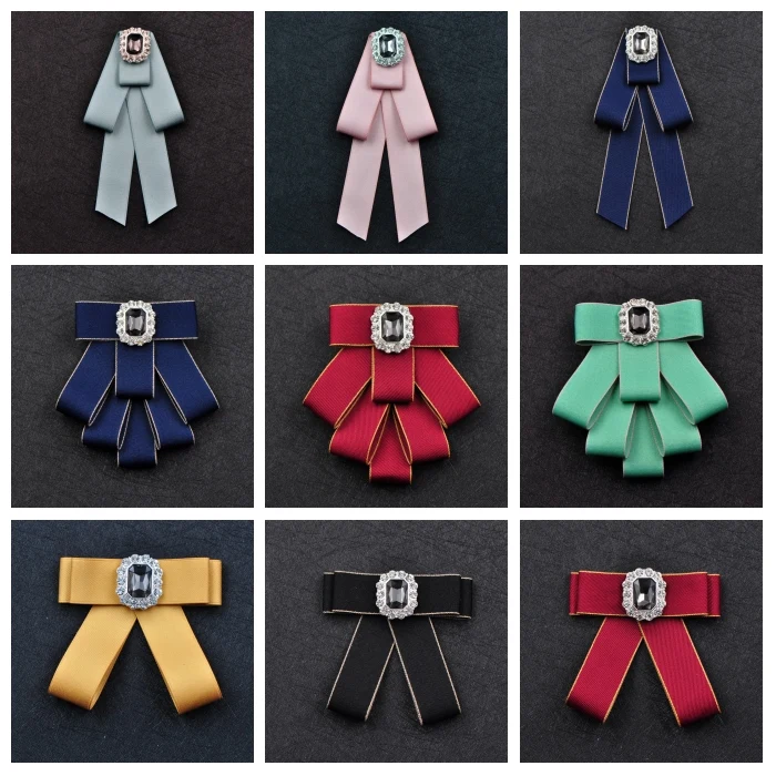 

i-Remiel British Style Crystal Multi-layer School Formal Flower Bow Tie for Women and Men Bridegroom Wedding Shirt Accessories