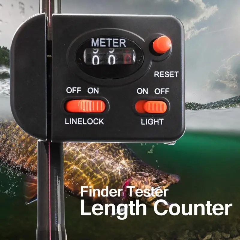 

Portable Fishing Finder Line Length Counter Tool Clip on Rod Gauge Depth Finder Tester Meter Digital Jigging 99.9m for Fisher