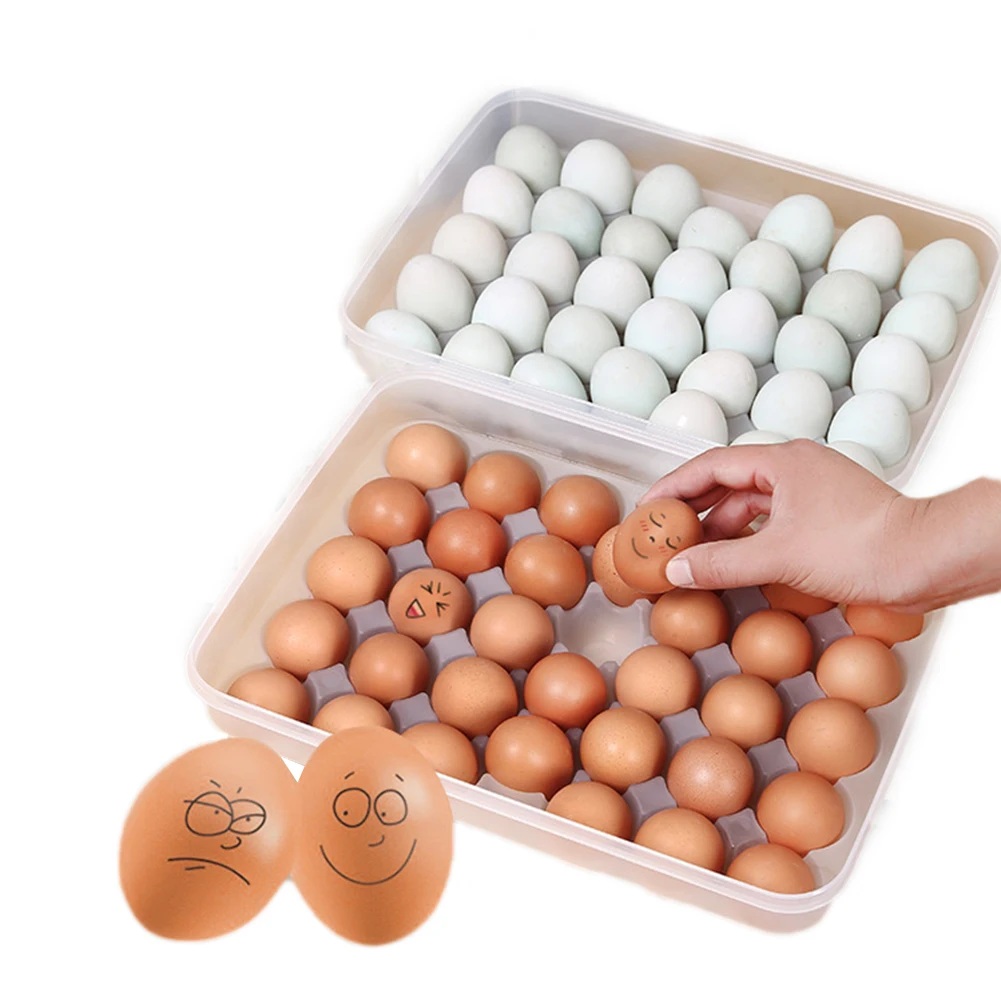 

Clear 34 Grid Single-Layer Egg Box Basket Organizer Plastic Egg Food Container Storage Box Home Kitchen Case Egg Box