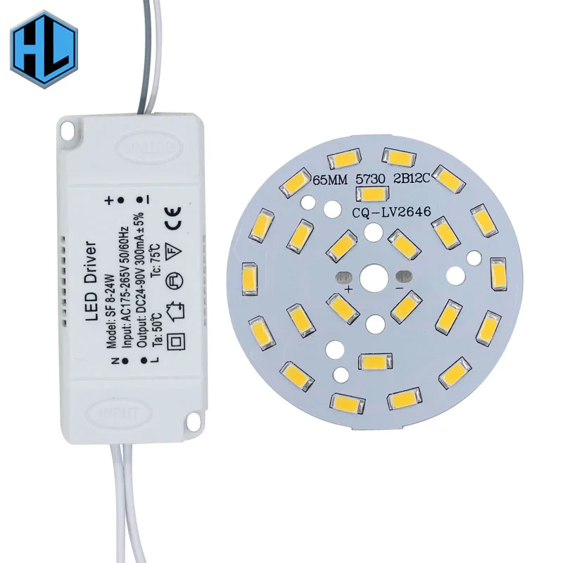 

9W-24W 5730 SMD PCB Light Board+Led Driver Cover Conversion with Segment Control Power Adapter DIY Driver Adapter for LED Lamps