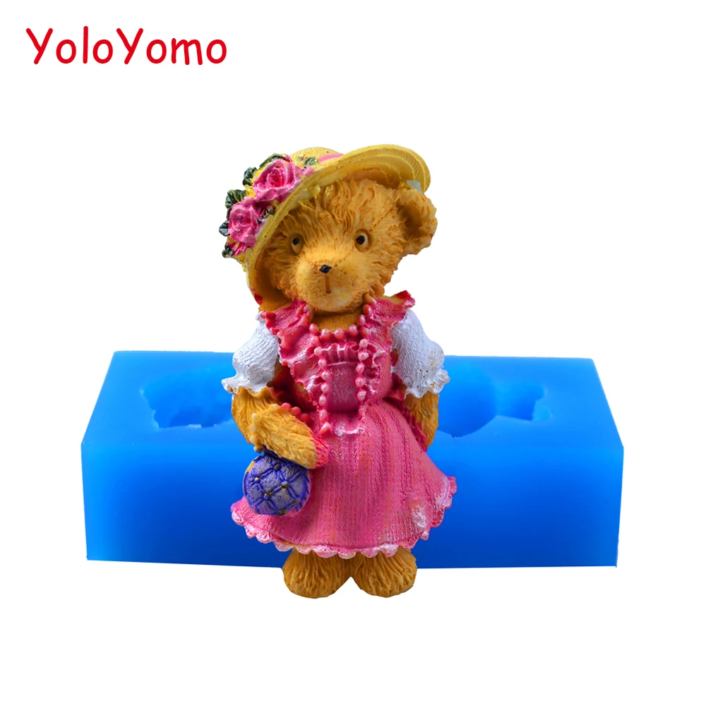 

D529YL 63.6mm 3D Lady Bear Silicone Mold for Animal Mold Cake Decorating, Fondant, Fimo Clay, Resin, DIY Handmade, Candle, Wax