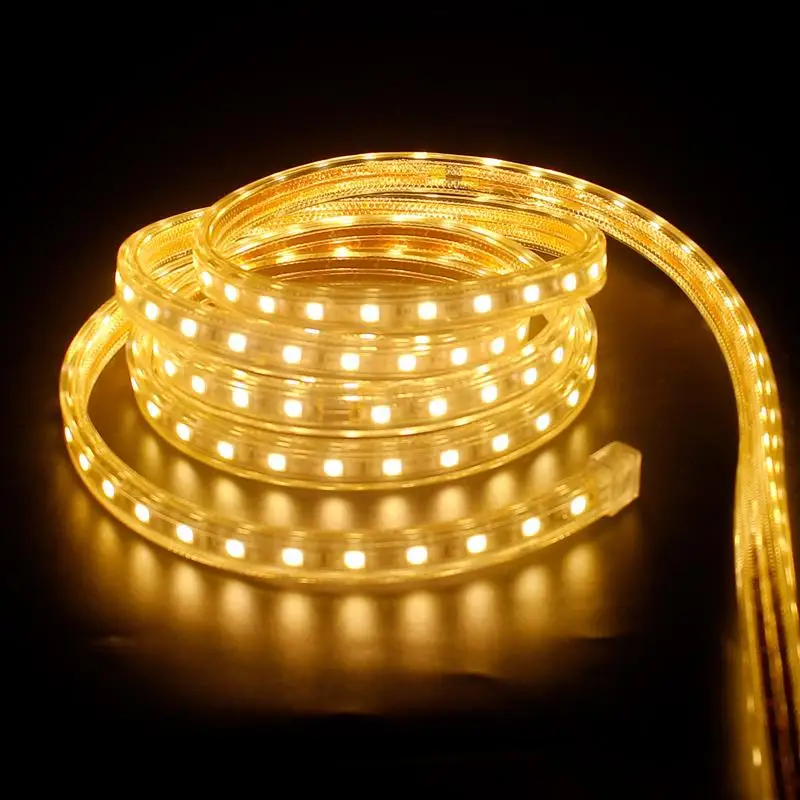#cheap Led Strip 220V Waterproof Warm White 2M Led Tape Light With Eu Power Plug Lighting Christmas Light Decoration Outdoor Smd 5050
