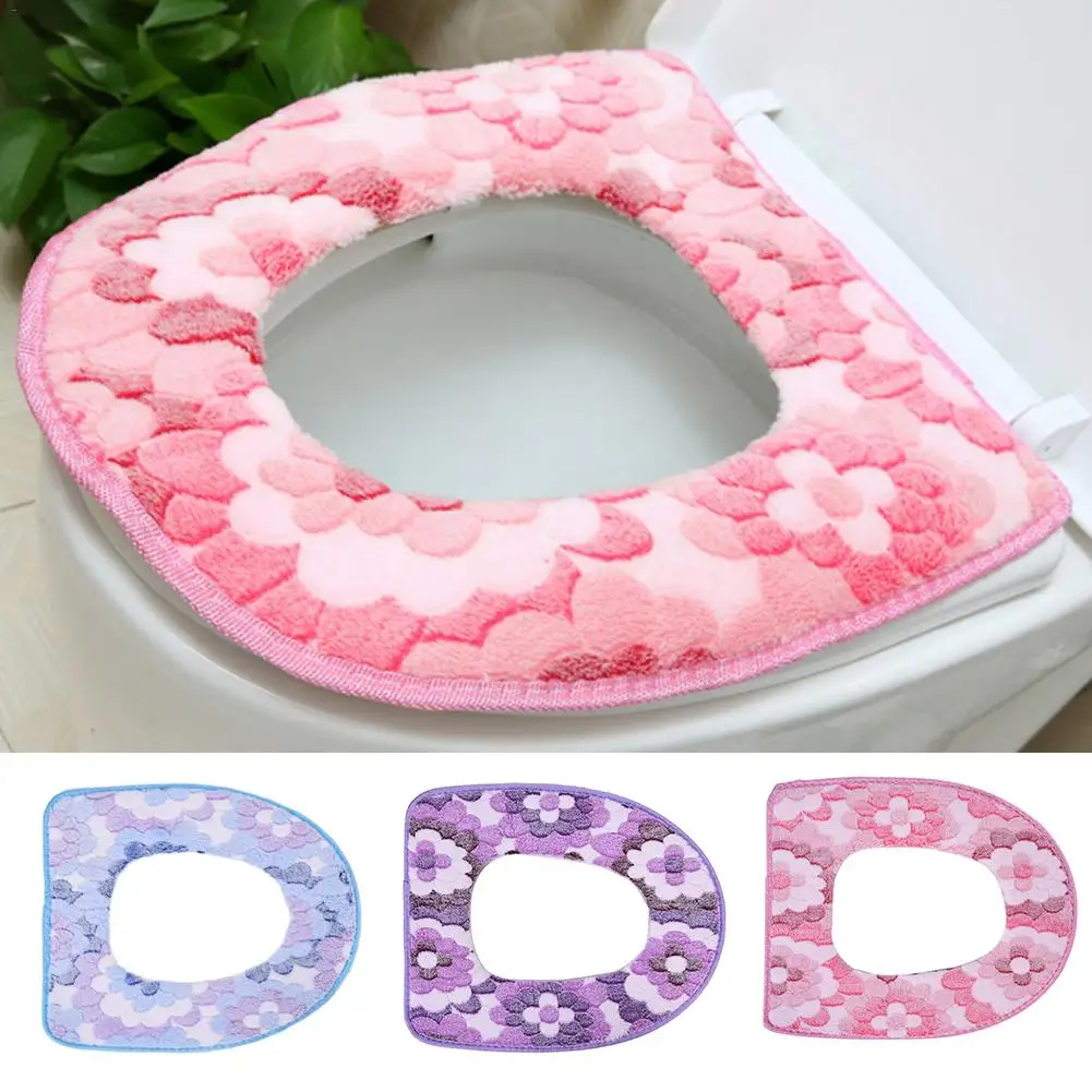 

Hot Sale Comfortable Coral Velvet Coral Bathroom Toilet Seat Cover Washable Closestool Standard Pumpkin Pattern Soft Cushion