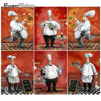

Evershine DIY Diamond Embroidery Chef Picture Of Rhinestones 5D DIY Diamond Painting Full Square Handicraft Art Home Wall Decor