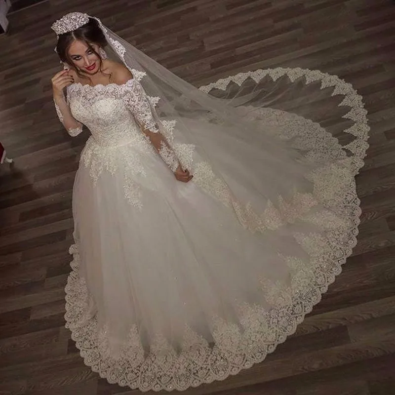 

robes de mariee princesse 2016 Boat Neck Ball Gown Floor Length vestido de noiva princesa com renda 2017 Wedding Dresses