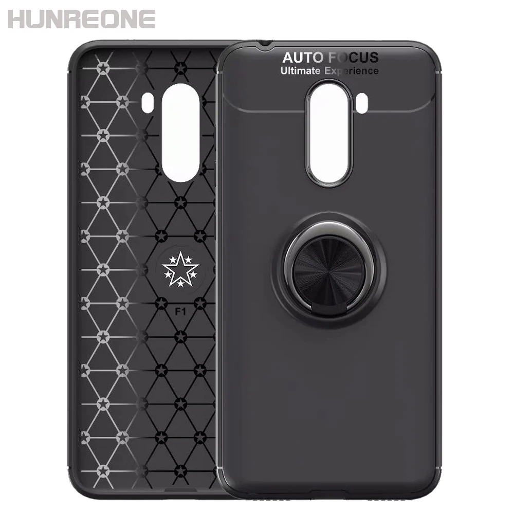 Hunreone Kickstand with Magnetic Ring TPU Pocophone F1 Phone Case Protection Cover For Xiaomi Poco | Мобильные телефоны и