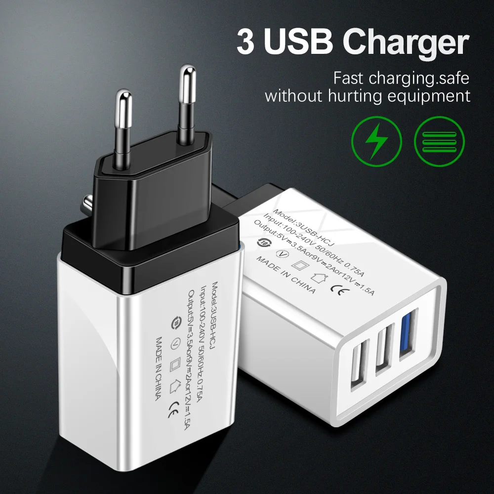 Сетевое зарядное устройство с 3 USB-портами для Xiaomi/Samsung/Huawei | Мобильные телефоны и