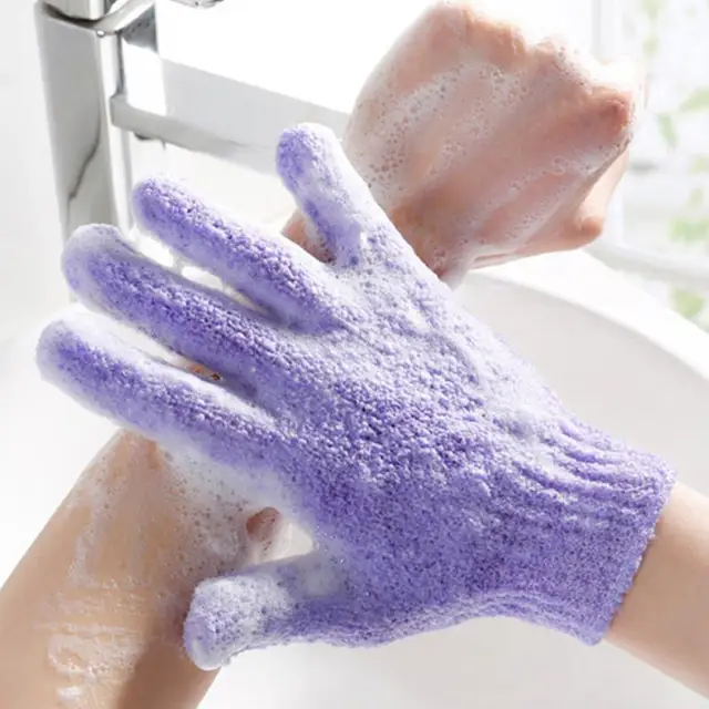 Special Offers 4 Pairs Shower Bath Gloves Exfoliating Wash Skin Spa Massage Scrub Body Scrubber Glove 9 Colors (Random Color)